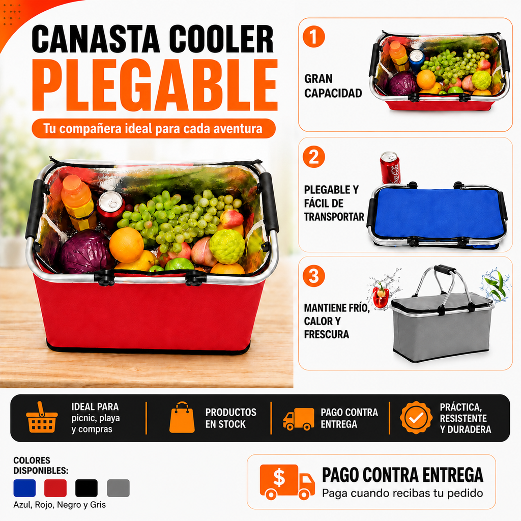 CANASTA COOLER TERMICA PLEGABLE